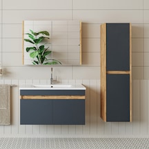 Roomart Lavabolu Atlantik - Antrasit Mdf 85 Cm Banyo Dolabı Takım Atlantik - Antrasit