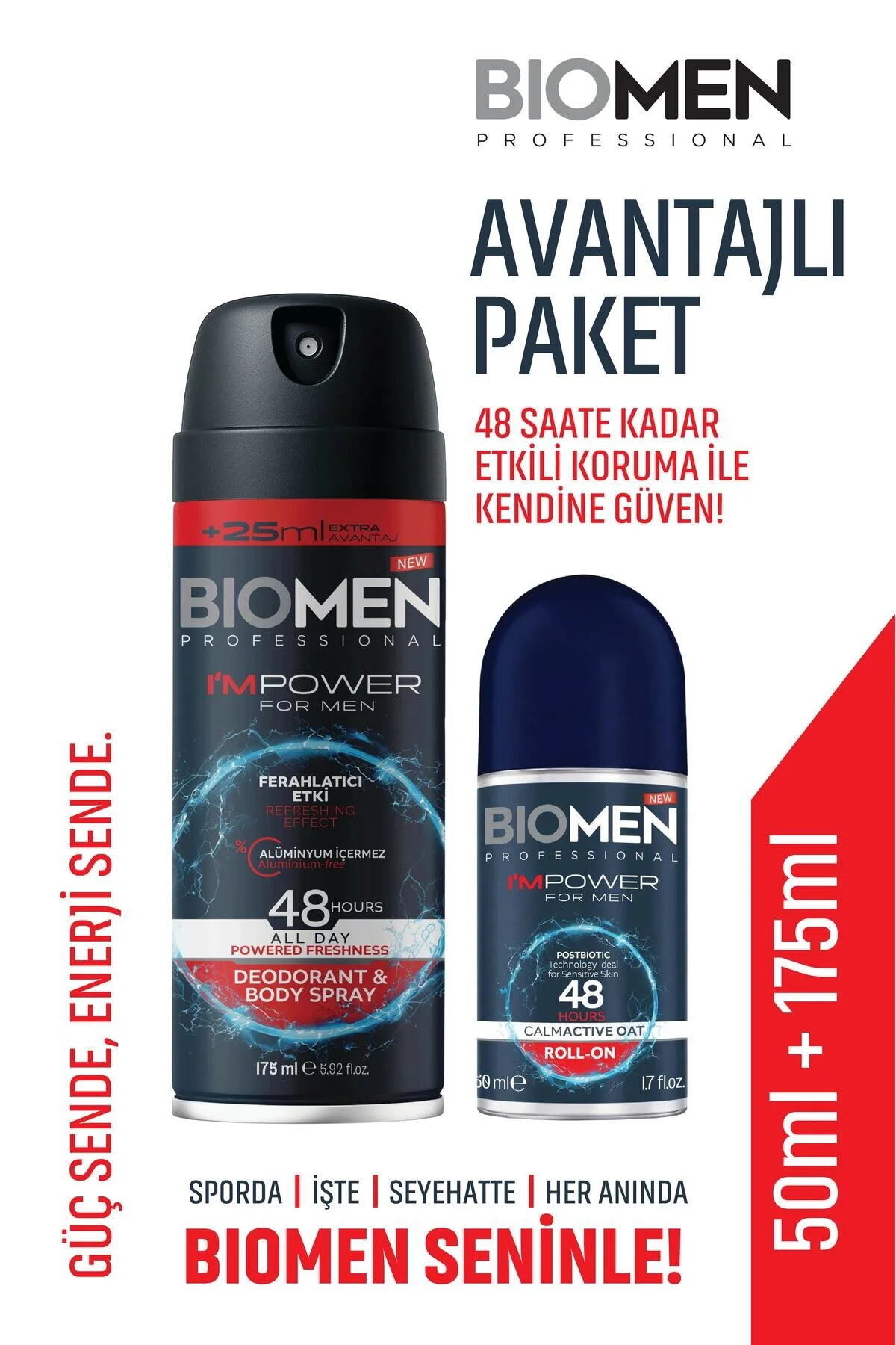 Body Sprey For Men Ferahlatıcı Etki I'm Power 175 Ml & Roll-on For Men Ferahlatıcı Etki I'm Power 50 Ml Body Sprey For Men Ferahlatıcı Etki I'm Power 175 Ml & Roll-on For Men Ferahlatıcı Etki I'm Power 50 Ml