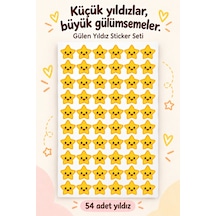 Gülen Yıldız Sticker Seti 54 Adet 1 Sayfa Öğrenci Ödüllendirme, Ödev Takibi Ve Defter Süsleme Çok Renkli