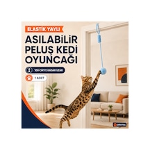 Elastik Yaylı Asılabilir Peluş Ponpon Kedi Oyuncağı 100 Cm