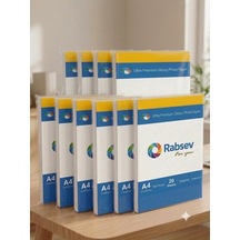 Rabsev Ultra Premium Parlak Fotoğraf Kağıdı A4, 260g/m2, Yüksek Parlaklık, Anında Kuruyan, 200 Yaprak 10 Paket X 20 Yaprak