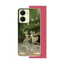 Vivo Y16 Uyumlu Bisikletli Aşk Baskılı Silikon Kılıf Renkli