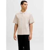 Jack & Jones Jjeharrison Structure Polo Ss Ln Erkek T-shirt-32745 Krem