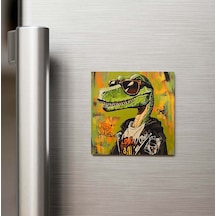 Velociraptor - Velosiraptor - Güneş Gözlüklü Style - Buzdolap Magneti - 9x9 Cm