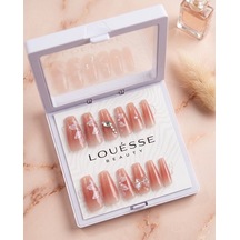 Louésse Peach Veil Takma Tırnak 12 Li Nude Şeftali Tonlu Çiçek Detaylı Nail Set