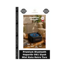 Premium Bluetooth Hoparlör D61 Siyah Mini Kutu Retro Tarz