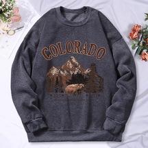 Startmore Ilham Ve Seyahat Baskı Kapşonlu Kadın Vintage Hoodies Hoodies Sonbahar Boy Hoodie Basit Rahat Antrasit