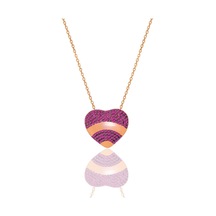 Gümüş Rose Fuşya Taşlı Özel Tasarım Kalbimdeki Sır Kolye Barcode Gümüş - Rose Gold