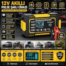 12v 6a Akü Şarj Cihazı, 4-100ah Uyumlu, Dijital Ekran, Otomatik Koruma, Araba Motosiklet Tekne