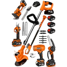 Steiner Şarjlı Hava Üfleme + Çim Biçme + Dal Budama Makas + Testere + Çit Budama + Teleskop Bahçe Seti T6101