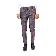 Wessi Ekose Desenli Slim Fit Koyu Mavi Erkek Pantolon Koyu Mavi
