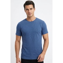 Uki İndigo Modal Bisiklet Yaka T-shirt
