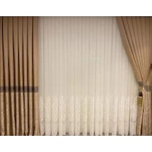 Nivemeshome Melisa Pano Fon Perde Gold 1/3 Sık Pileli Perde Apm 80x250