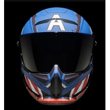 Ruroc Atlas 4.0 Marvel Captain America Full Face Motosiklet Kaskı Sm Beden Mavi
