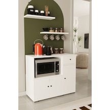 Kahve Köşesi 90 Cm Çok Amaçlı Dolap Mikrodalga Set Altı Mutfak Dolabı Alt Dolap Beyaz