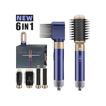 Tcherchi 6'sı Bir Arada Sıcak Hava Saç Kurutma Makinesi, Bukle Maşası, Düzleştirici Saç Şekillendirme Seti 6 İn 1 Mor
