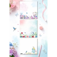 Çiçek Bloknot - 9 9 Cm Ebat- 50 Yaprak - Notepad - Memopad - Çizgisiz Not Kağıdı- To Do List - 3614