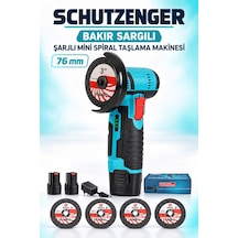 76mm Şarjlı Açılı Mini Taşlama Makinesi Bakır Sargı 4 Adet Taşlı Çift Akülü Mavi 7011