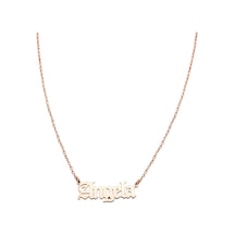 Kuyumcudukkani "force Zincirli İsim Kolye"old English Font-33226-r-for Rose Gold
