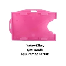 Açık Pembe Yatay Dikey Çift Taraflı Kart Koruyucu