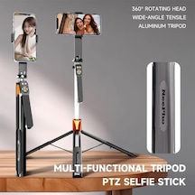 3 Eksen Anti Shake Stabilizasyonlu Selfie Çubuğu Tripod 170 Cm Uzatılabilir Alüminyum Gövde 10 M Bluetooth Kumanda 360 Ayar 1/4 Vida Kamera Vlog Canlı Yayın Np-l6s