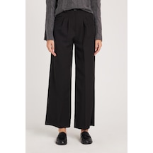 Tudors Kadın Regular Fit Klasik Kesim Yüksel Bel Geniş Paça Siyah Pantolon-39542 siyah