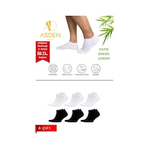 Asden Bambu Erkek Patik Çorap 3 Siyah 3 Beyaz, Dikişsiz, Soft Yıkamalı Çok Renkli
