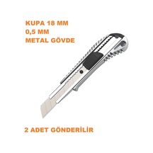 Maket Bıçağı 18 Mm 0,5 Mm Metal Gövdeli Isıl İşlemli Oto Kilit Sistemi 2 Adet