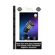 Özel Seri Hızlı Şarj Adaptörü C16 Gümüş 45w Taşınabilir Bağlantı Aksesuar