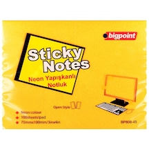 Bigpoint Yapışkanlı Not Kağıdı 75x100mm Neon Turuncu 12'li Paket