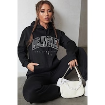 Uyguntarz Unisex Unisex Los Angles Baskılı Eşofman Takımı Siyah
