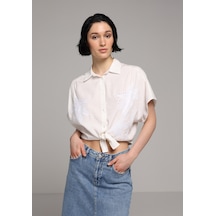 Colin's Colins Fashion Fit Shirt Neck Jakarlı Kadın Beyaz Kısa Kol Gömlek Cl1078718 Q1.v1 Wht