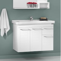 Orka Perge 85 Cm Beyaz Banyo Dolabı Alt Modül Ve Lavabo Beyaz