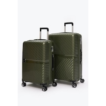 Elatae Exclusive Pro Polipropilen Kırılmaz 2'li Valiz Seti Büyük Boy - Orta Boy Haki 5239 Haki