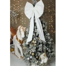 Kurdele Yıllbaşı Ağaç Süs Noel Dev Beyaz Fiyonk 55x150 Cm Büyük Beyaz - 799211158