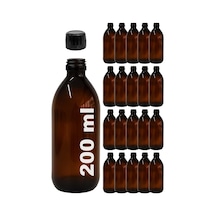Amber Ecza Şişesi, 200 Ml, Kahverengi Cam, Plastik Contalı Kilit Kapak, Hava Ve Sıvı Sızdırmaz, 28mm Ağız Çaplı, Parfüm Demlemek İçin Uygun, 20 Adet 200 Ml, Siyah Kapak