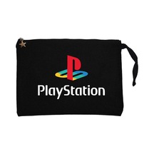 Playstation Logo White Siyah Clutch Astarlı Cüzdan / El Çantası