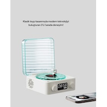 3-1 Kablosuz Bluetooth Hoparlör Gece Lambalı, Saatli, Retro Tasarım