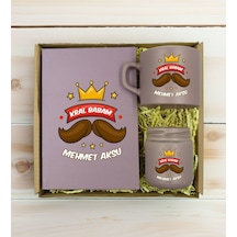Bk Gift Kişiye Özel İsimli Dtf Baba Temalı Mat Gri Defter & Kahve Fincanı & Mum Hediye Seti-3, Babaya Hediye, Babalar Günü Hediyeleri Kobitmeyencom313