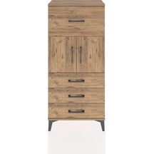 Hyperion Dolap Tek Raflı 4 Çekmeceli 2 Kapaklı 60x44x134 Çam-çam Atlas Çam