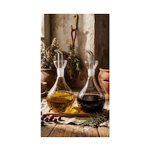 2li Düz Tombul Borosilikat Cam Yağdanlık Ve Sirkelik Seti Bambu Standlı 750 Ml Beyaz Beyaz