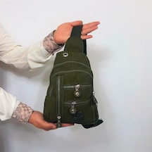 Fiyra Bb1 Haki Renk Krinkıl Kumaş Beş Bölmeli Body Bag Bayan Çanta Haki