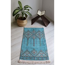 Kilim Desenli Astarlı Lüks Seccade S1020 Mavi Mavi