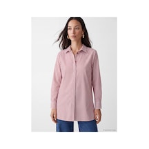 LC Waikiki Alıta Cıty Farkıyla Bordo Çizgili Poplin Kadın Gömlek Tunik Bordo - 931681444 Bordo