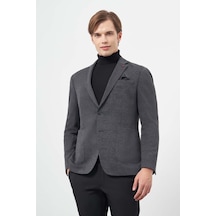 İmza Lacivert Örme Mono Yaka 6 Drop Slim Fit Ceket 1002245152 Lacivert