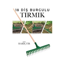 18 Diş Tırmık Metal Burgulu Bahçe Tarla Tırmık Çim Peyzaj Yaprak Ot Saman Temizleme Toprak Tırmığı