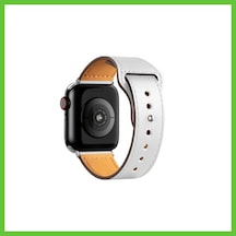 Bezos Watch 38mm Uyumlu Kr415 Luaz Deri Kordon - Beyaz Dmc