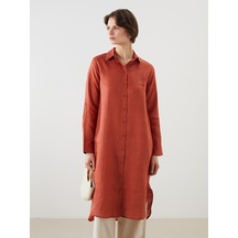 Lcwaıkıkı Classic Turuncu %100 Keten Kadın Gömlek Tunik