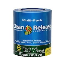Duck Brand 240459 Clean Release Painter's Tape, 0,94 İnç 1,94 Cm , Mavi, 6'lı Paket Duck