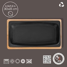 Döküm Servis Tabağı, 30x15 Cm Ahşap Altlı - Lv As 172 Açık Gri